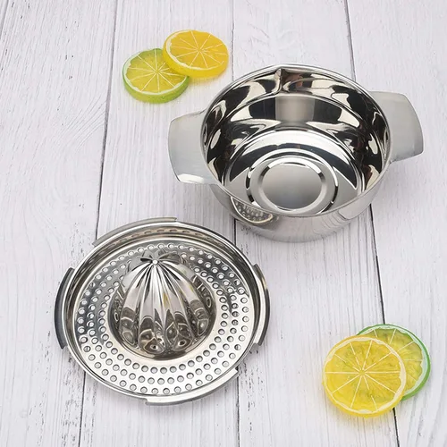 Miniatura 7 de Exprimidor de limón de acero inoxidable Exprimidor de cítricos Prensa de mano Herramienta de exprimir jugo de naranja con recipiente