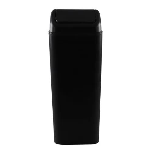 Miniatura 9 de Morcte - Cubo de basura pequeño de plástico de 3 galones con tapa abatible, color negro Basurero con tapa abatible, perfil delgado, para baño