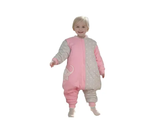 Saco de dormir para niños pequeños con pies Tog 2.5 Saco de dormir para bebé con pierna manta móvil de manga larga para caminar, Rosa