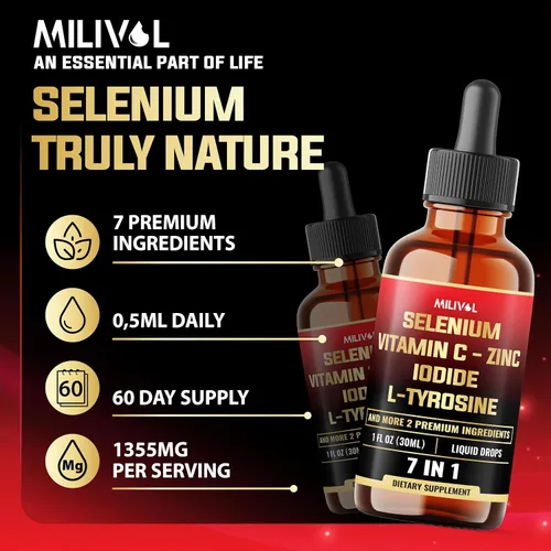 Miniatura 6 de Gotas líquidas de selenio 7 en 1, selenometionina de 200 mcg para hombres y mujeres, suplemento puro de apoyo tiroideo, tintura de alta absorción