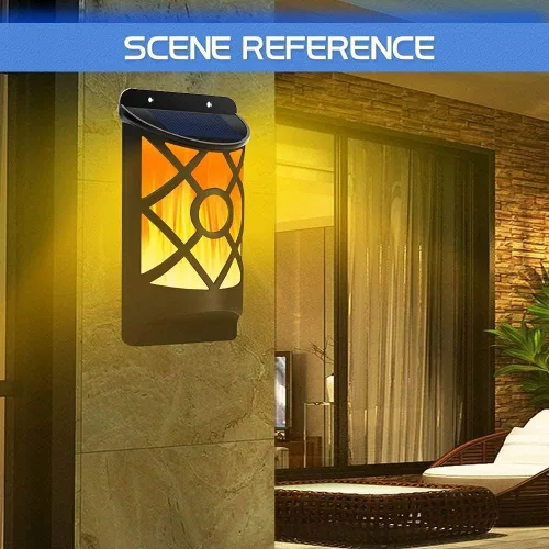 Miniatura 6 de Aityvert Luces solares de llama al aire libre, luz solar de llama parpadeante impermeable, sensor oscuro, encendido y apagado automático, 66 luces