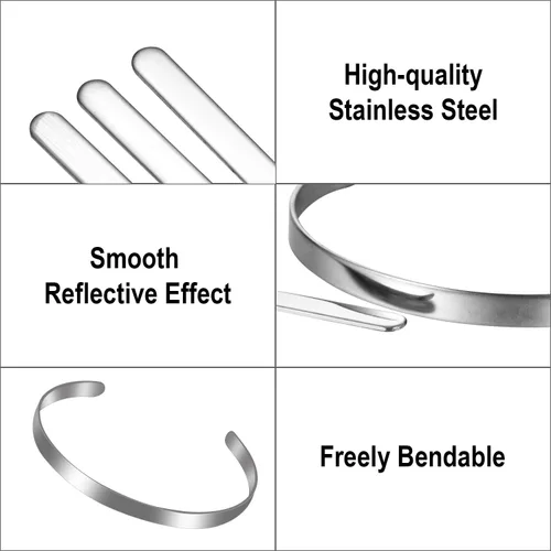 Miniatura 3 de 18 pulseras en blanco ajustables de acero inoxidable para hacer pulseras de joyería, 1/5 x 6 pulgadas