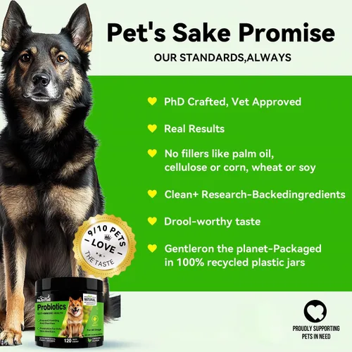 Miniatura 6 de Probióticos para perros – Masticables suaves para apoyo digestivo e inmunológico con prebióticos, fibra y enzimas – Alivia la diarrea, los gases