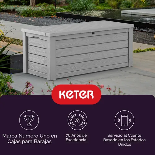Miniatura 9 de Keter Westwood 150 - Caja de almacenamiento grande de resina de 150 galones para muebles de patio, cojines de exterior, herramientas de jardín