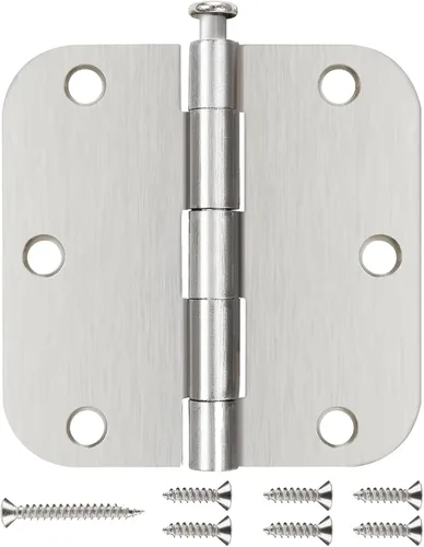 Miniatura 6 de Paquete de 30 bisagras redondas de color negro mate para puertas interiores de 3.5 x 3.5 pulgadas, radio de 5/8 pulgadas, bisagras mate resistentes