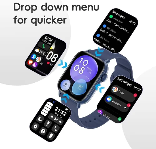 Miniatura 4 de Reloj Inteligente Podómetro Deportivo, Rastreador de Fitness Llamada Bluetooth Frecuencia Cardíaca Oxígeno en Sangre Monitor de Sueño, 100 Modos Azul
