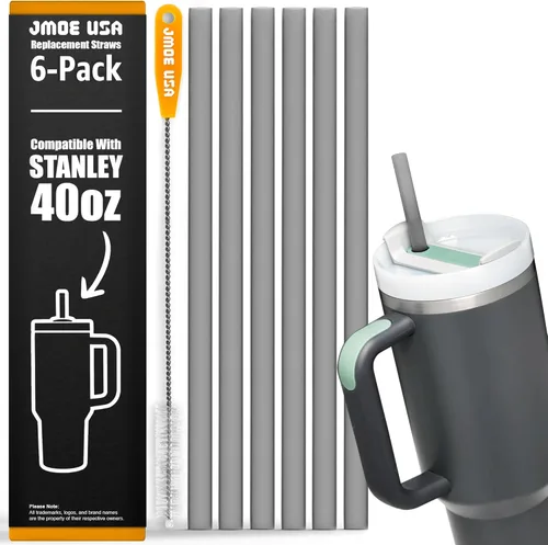 Jmoe USA Pajitas de repuesto de 12 pulgadas para vasos Stanley de 40 onzas y 30 onzas, se adapta a vasos de 50 y 40 onzas Cold1 | Paquete de 6 Negro