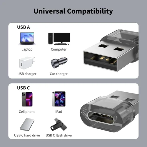 Miniatura 5 de Adaptador USB-A a USB-C paquete de 5 unidades, convertidor cargador USBC hembra a A macho, convertidor USB a USBC para iPhone 15 Plus Pro Max/Apple