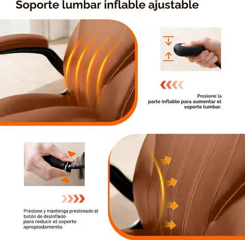 Miniatura 3 de Silla de escritorio de oficina, silla ergonómica para computadora con brazos abatibles acolchados y soporte lumbar ajustable, silla ejecutiva