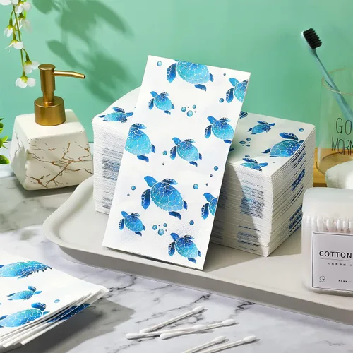 Miniatura 4 de Yisong 100 toallas de mano desechables de tortuga, servilletas de papel para baño, invitados, toallas suaves decorativas, suministros de fiesta