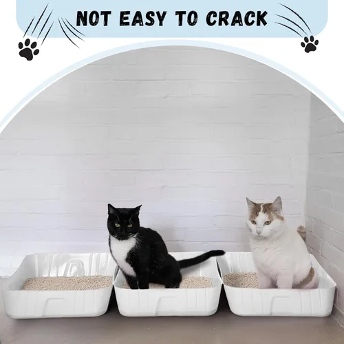 Miniatura 2 de Bokon Caja de arena desechable de 25 unidades para gatos, bandeja de arena desechable grande para viajes al hogar, cajas de arena de plástico Blanco