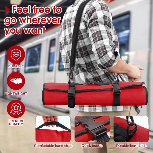 Miniatura 3 de QIQU Bolsa Roja para Cuchillos de Chef con 20 Ranuras Portacuchillos Protectores de Cuchillería, Herramientas de Cocina para el Hogar Viajes Cocina
