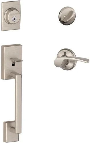 Miniatura 8 de Schlage F60 CEN 622 LAT CEN Century - Juego de manijas de entrada delantera con palanca Latitude, acero aleado, cerrojo con llave de 1 lado, negro
