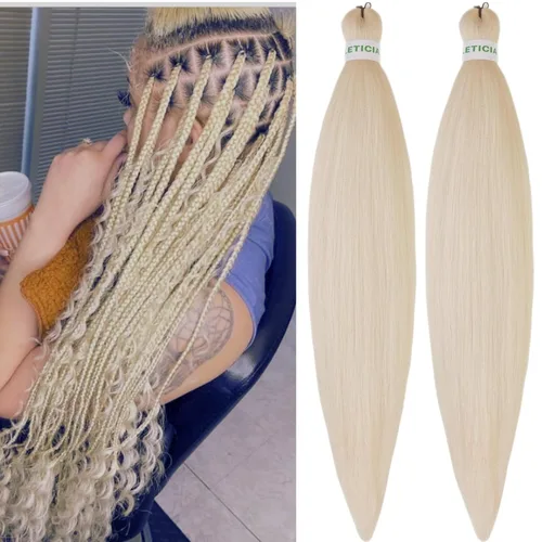 Miniatura 141 de Cabello estirado de fibra Kanekalon para trenzar con cabello humano, color oro rosado, 30 pulgadas