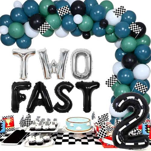 Miniatura 7 de Cheereveal Fast One - Decoraciones de primer cumpleaños para niños, suministros para fiesta de primer cumpleaños con temática de coche de carreras