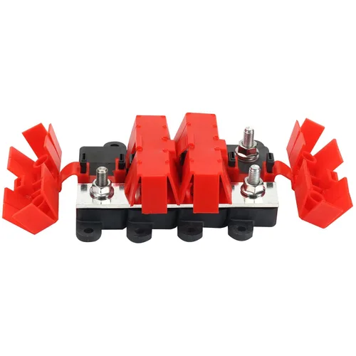Miniatura 34 de GLOSO Portafusible Mega atornillado con cubierta negra (fusible no incluido) Perno M8 Clasificación de 500 amperios