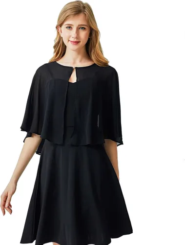 Miniatura 2 de Ciormis Chiffon Capelets Cape Soft Shrug Shawl Wrap for Women Wedding Evening Dress Cover Up