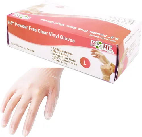 Uniware 100 guantes de vinilo transparente de 9.5 pulgadas, de un solo uso, sin polvo, guantes desechables, ambidiestros, no estériles, sin látex y