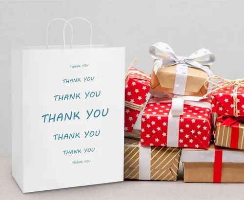 Miniatura 4 de BagDream Bolsas de papel kraft de 13 x 7 x 17 pulgadas, 50 bolsas de regalo blancas con asas, grandes para compras, recuerdos de fiesta, venta al