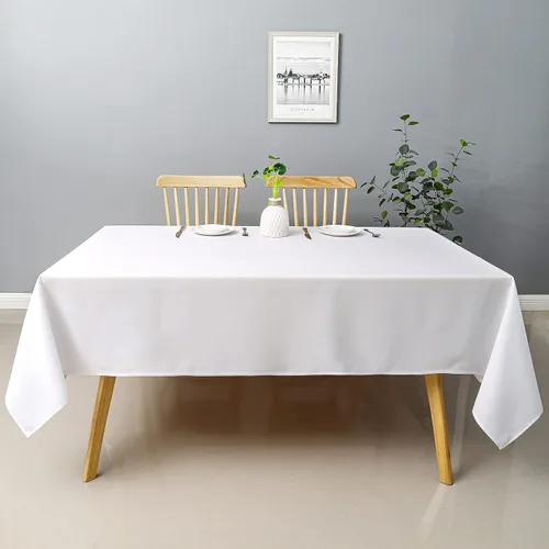 Miniatura 6 de Wewoch Mantel rectangular blanco resistente al agua y lavable de poliéster para mesa de comedor, cocina, fiestas, bodas y uso al aire libre de 60