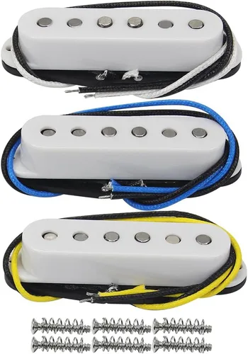 Miniatura 9 de FLEOR Juego de pastillas de bobina única Alnico 5 para guitarra Cuello/Medio/Puente Staggered, Negro