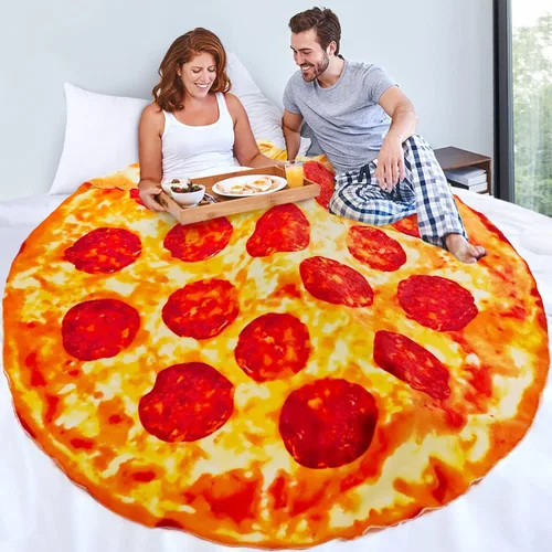 Miniatura 10 de Manta de Pizza de 63 Pulgadas Tamaño Adulto de Doble Cara, Manta de Comida de Pizza para Adultos y Niños, Mantas Divertidas de Doble Cara Realistas