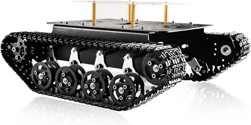 Miniatura 10 de Chasis de coche de tanque de robot de absorción de impactos profesional con motor codificador de CC para Arduino/Raspberry Pie, Vehículo de Negro