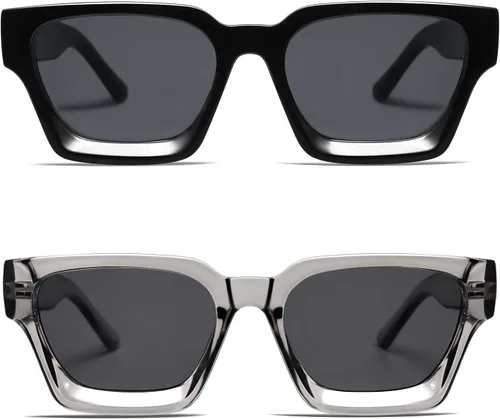 Miniatura 68 de VANLINKER Gafas de sol cuadradas gruesas para hombres y mujeres, retro, rectangulares, con protección UV400, VL9731