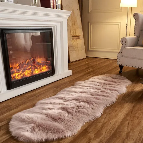 Miniatura 8 de Arbosofe Alfombra de Piel Sintética Ultra Suave, Alfombras de Área, Alfombra de Piel Sintética Rosa Esponjosa y Lanuda para Dormitorio y Sala