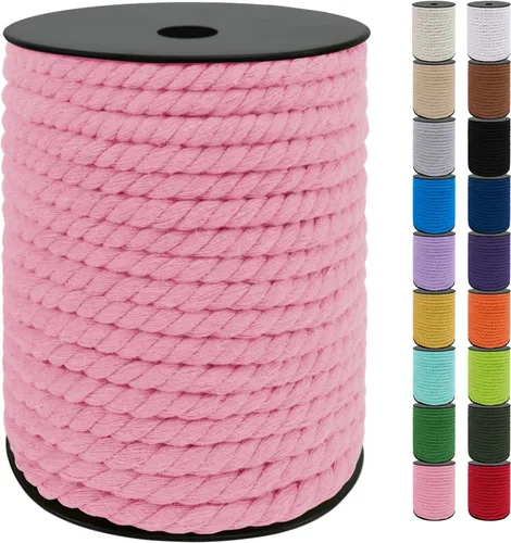 Miniatura 11 de JeogYong Cordón de macramé de 8mm, cuerda de lana de macramé de algodón natural de 131 pies, cordón de algodón trenzado de 3 hebras, hilo de macramé