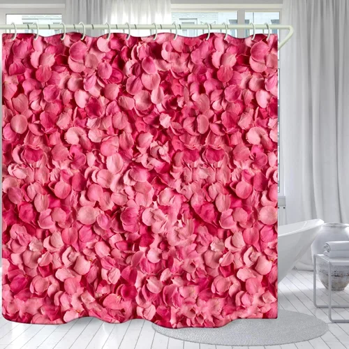 Miniatura 25 de Juego de cortinas de ducha de lámina dorada de ágata amatista (con 12 ganchos blancos en C), cortina de baño de tela de geoda impermeable