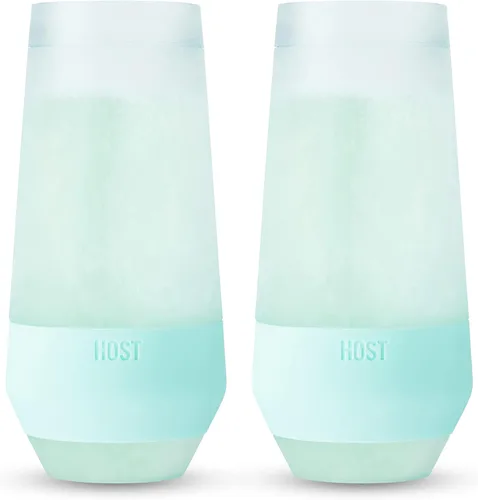 HOST Champagne Freeze - Vasos de vino sin tallo de doble pared, vasos de enfriamiento para congelador con gel de enfriamiento activo y agarre de