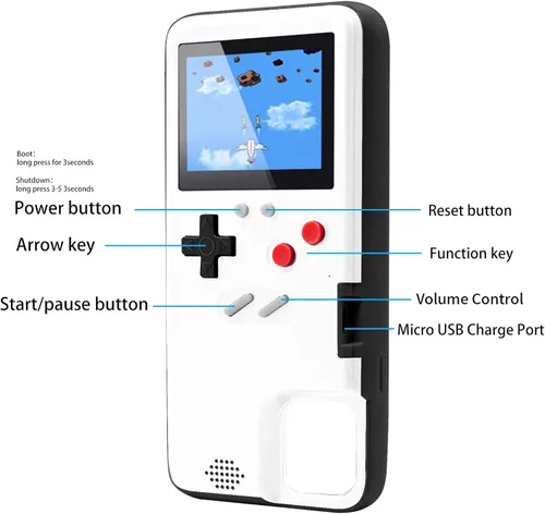 Miniatura 6 de Funda de consola de juegos para iPhone, funda protectora retro autoalimentada con 36 juegos pequeños, pantalla a todo color, funda de videojuegos