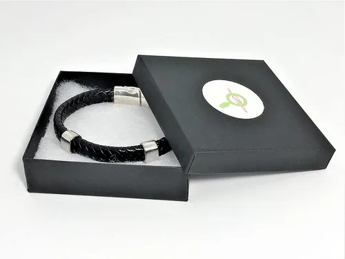 Miniatura 9 de Black Braided Leather and Silver Bracelet with Magnetic Clasp for Men and Women