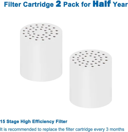 Miniatura 2 de NearMoon Cartucho de repuesto de 15 etapas para filtro de regadera universal de alta salida con VC, reduce agua dura, impurezas de metales pesados