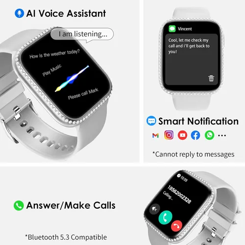 Miniatura 2 de Smart Watch for Women, 1.75" AMOLED Fitness Tracker for Android iOS, Answer/Make Call with Heart Rate Sleep Monitor 130+ Sports Mode, IP68 Gray Band