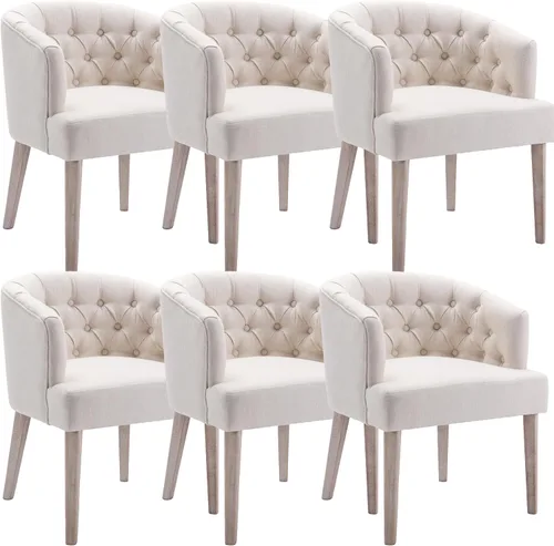Miniatura 8 de Ya-Home Mid-Century - Juego de 2 sillas de comedor tapizadas de lino, cómodas sillas auxiliares con patas de madera para comedor, sala de estar