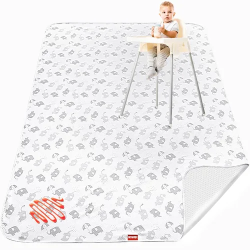 Miniatura 14 de Tapete antisalpicaduras para debajo de la silla alta, antideslizante, impermeable, tapetes de piso para la hora de comer, lavables, portátiles, Gris