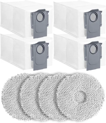 Miniatura 13 de Paquete de 4 almohadillas de trapeador de repuesto para aspiradora robot Roborock Q10 S5/Q10 S5+ – Paños de microfibra lavables a máquina