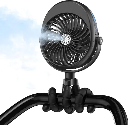 Miniatura 8 de Ventilador de cochecito de bebé con nebulización actualizado 2026, clip de trípode flexible para cuna de asiento de automóvil, regalos de baby