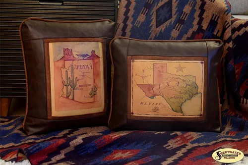 Miniatura 3 de Sweetwater Trading Company Almohadas decorativas artísticas de cuero de lujo, decoración del hogar, almohadas de sofá (bandera americana)