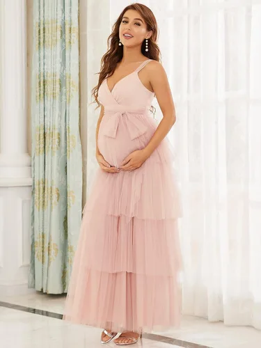 Miniatura 3 de Ever-Pretty Vestido de fiesta de noche de maternidad con cuello en V y borla para mujer 20794-EY
