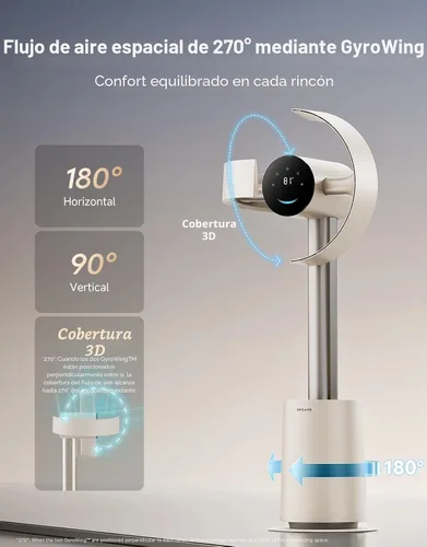 Miniatura 2 de DREAME Ventilador de torre sin aspas para dormitorio, ventilador de pie inteligente con flujo de aire espacial de 270° para circulación de Beige