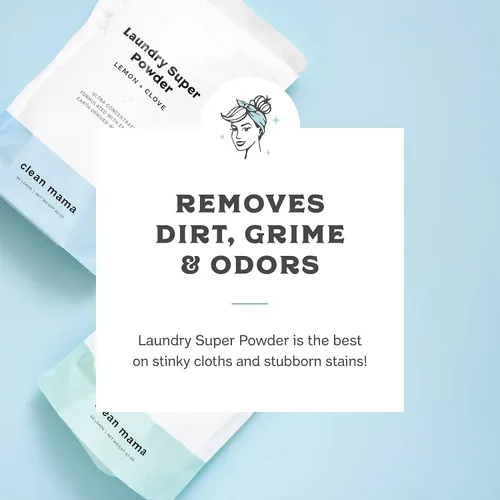 Miniatura 5 de Clean Mama Detergente en polvo para ropa sucia, detergente en polvo extra fuerte, detergente natural para ropa para pieles sensibles, alimentado por