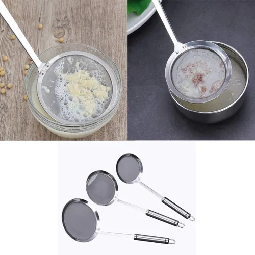 Miniatura 9 de Coladores de malla fina, SUS 304 de acero inoxidable de alta calidad, colador de alimentos de malla fina, colador de cocina, tamiz de mano, cuchara