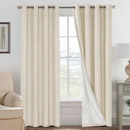 Miniatura 183 de H.VERSAILTEX Cortinas opacas de lino de 72 pulgadas de largo, 100% absolutamente opacas, con aislamiento térmico, con textura de lino, cortinas