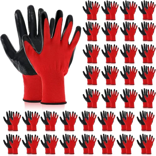 Potchen 36 pares de guantes de trabajo para hombres, guantes de seguridad para trabajo a granel, jardinería, construcción, con agarre recubierto de
