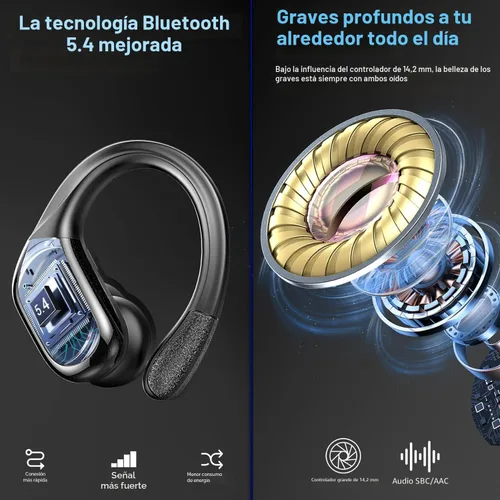 Miniatura 3 de Auricular Inalámbrico, Auriculares Bluetooth 5.4 de 75Hrs IP7 Impermeables para Deporte, Auriculares Inalámbricos para Correr con ENC Cancelación