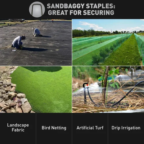 Miniatura 5 de Sandbaggy 200 grapas de jardín de 6 pulgadas libres de óxido (acero calibre 11) - Pin de estacas de jardín galvanizado SOD ~ Confiado por