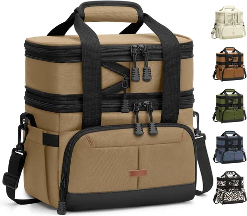 Miniatura 25 de Caja de almuerzo Pritent para hombres y mujeres, bolsa de almuerzo aislada de doble cubierta para hombres y mujeres, bolsa de almuerzo expandible a